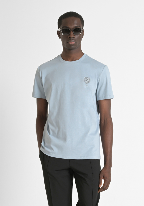 CAMISETA REGULAR FIT DE PUNTO DE ALGODÓN CON PARCHE DE TIGRE DE GOMA - Antony Morato Online Shop