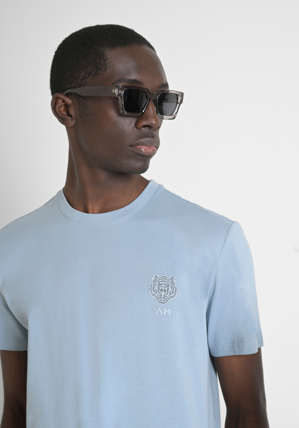 CAMISETA REGULAR FIT DE PUNTO DE ALGODÓN CON PARCHE DE TIGRE DE GOMA - Antony Morato Online Shop