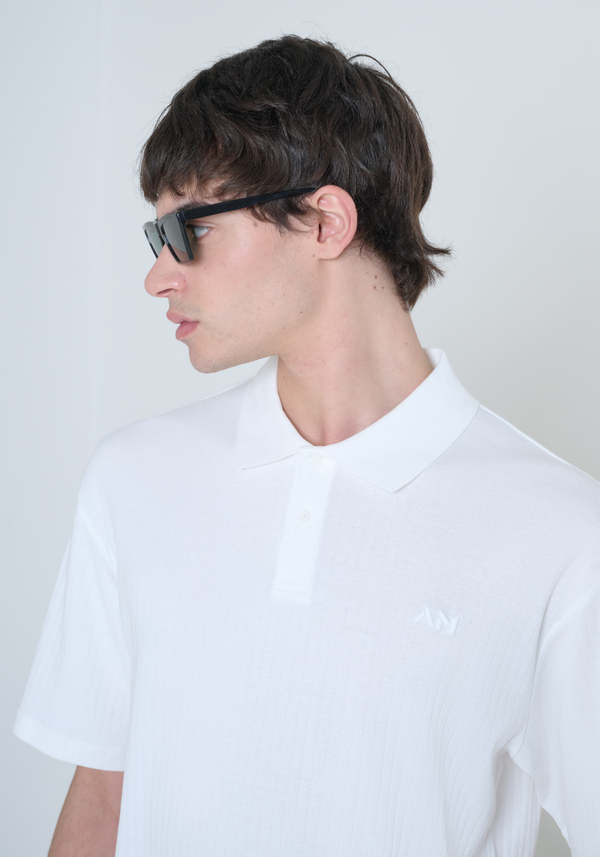 POLO RELAXED FIT IN COTTON WITH STIPES MOTIF AND EMBROIDERED LOGO - Antony Morato Online Shop