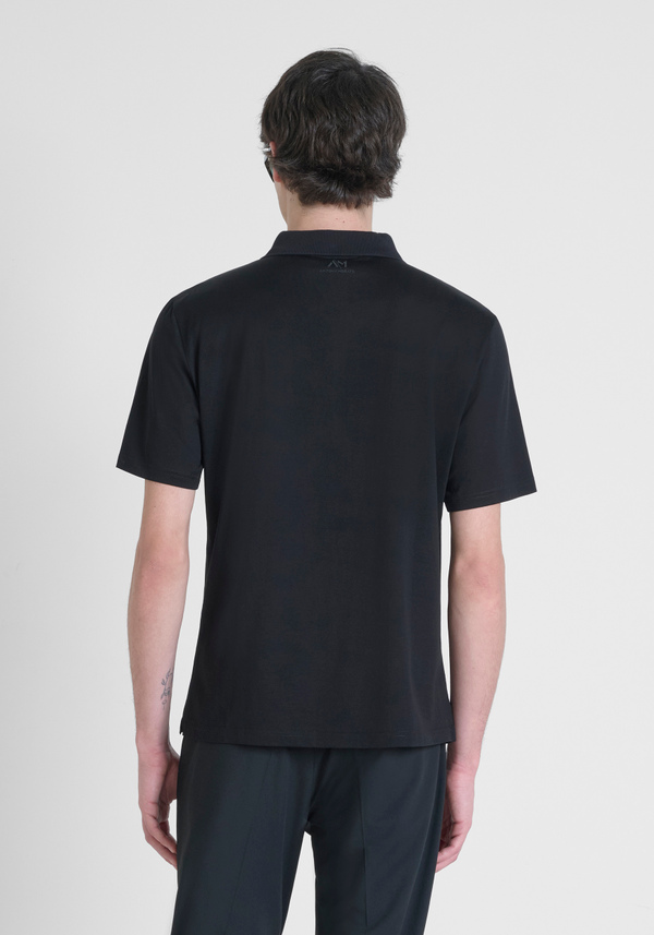 REGULAR FIT POLO SHIRT IN 100% COTTON JERSEY WITH CONTRASTING ZIP AND LOGO ON BACK NECK - Antony Morato Online Shop