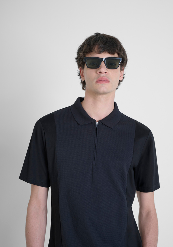 REGULAR FIT POLO SHIRT IN 100% COTTON JERSEY WITH CONTRASTING ZIP AND LOGO ON BACK NECK - Antony Morato Online Shop