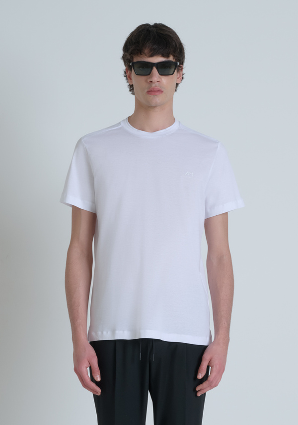 CAMISETA REGULAR FIT EN TEJIDO DE ALGODÓN JERSEY CON LOGOTIPO DE ESPUMA - Antony Morato Online Shop