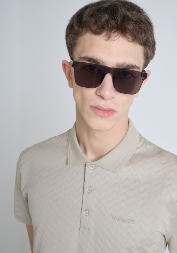 CAMISETA REGULAR FIT DE PUNTO DE ALGODÓN PURO Y LOGOTIPO BICOLOR EN RELIEVE - Antony Morato Online Shop