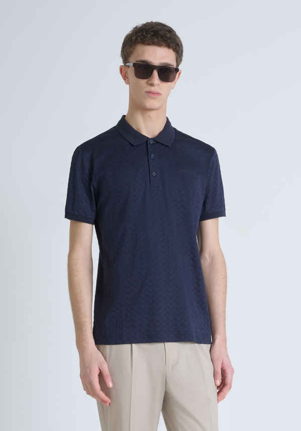 CAMISETA REGULAR FIT DE PUNTO DE ALGODÓN PURO Y LOGOTIPO BICOLOR EN RELIEVE - Antony Morato Online Shop