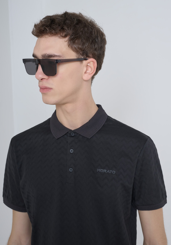 T-SHIRT REGULAR FIT AUS REINEM BAUMWOLLJERSEY MIT ZWEIFARBIGEM GEPRÄGTEM LOGO-PRINT - Antony Morato Online Shop