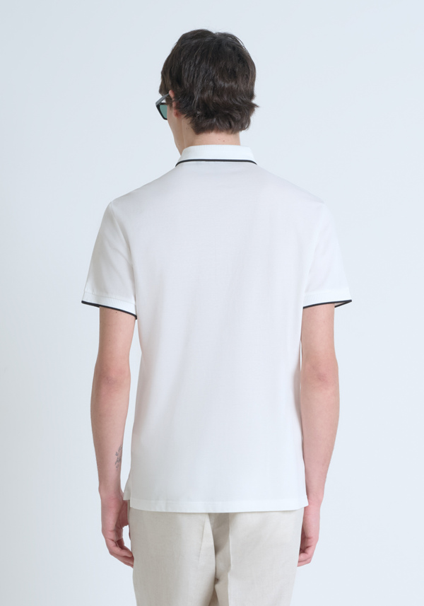 POLO SLIM FIT EN PUR COTON AVEC MOTIF GÉOMÉTRIQUE ALL-OVER ET LOGO EN RELIEF - Antony Morato Online Shop
