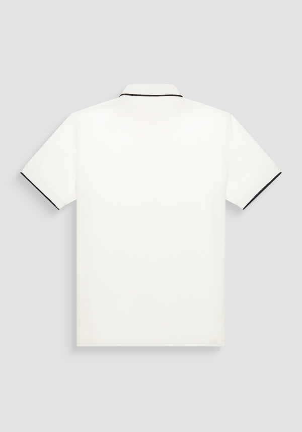 POLO SLIM FIT EN PUR COTON AVEC MOTIF GÉOMÉTRIQUE ALL-OVER ET LOGO EN RELIEF - Antony Morato Online Shop
