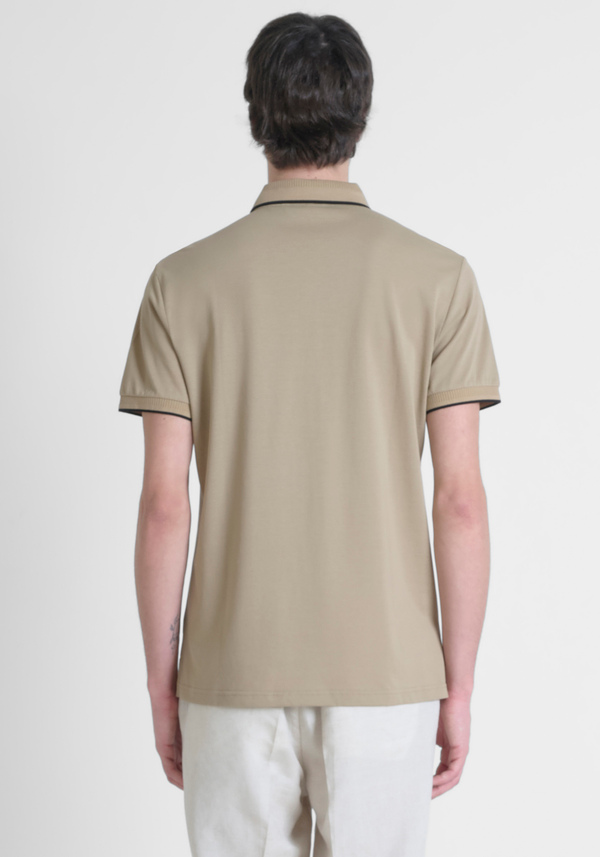 POLO SLIM FIT EN PUR COTON AVEC MOTIF GÉOMÉTRIQUE ALL-OVER ET LOGO EN RELIEF - Antony Morato Online Shop