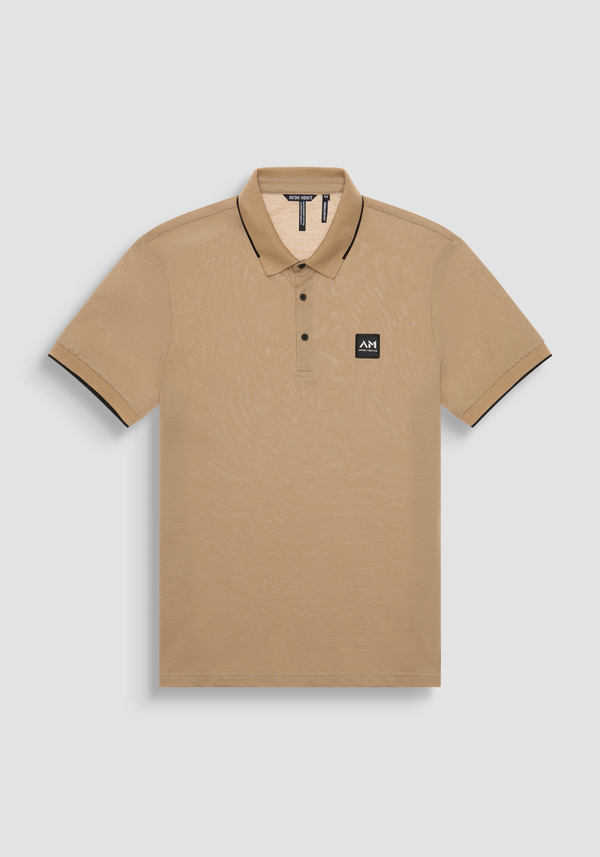 POLO SLIM FIT EN PUR COTON AVEC MOTIF GÉOMÉTRIQUE ALL-OVER ET LOGO EN RELIEF - Antony Morato Online Shop