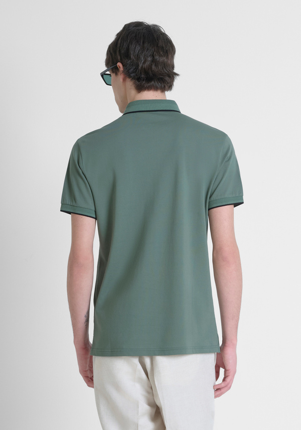 POLO SLIM FIT EN PUR COTON AVEC MOTIF GÉOMÉTRIQUE ALL-OVER ET LOGO EN RELIEF - Antony Morato Online Shop
