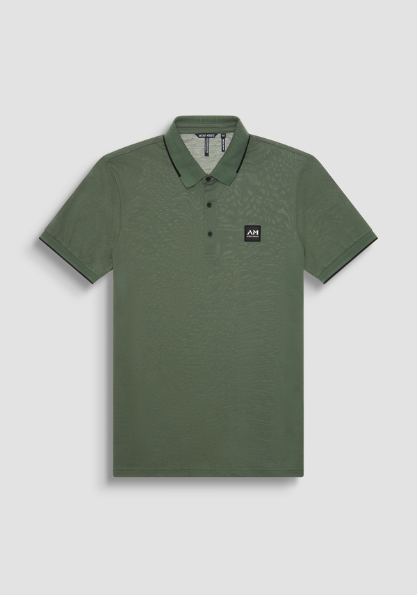 POLO SLIM FIT EN PUR COTON AVEC MOTIF GÉOMÉTRIQUE ALL-OVER ET LOGO EN RELIEF - Antony Morato Online Shop