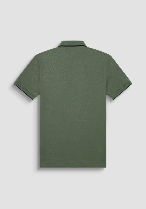 POLO SLIM FIT EN PUR COTON AVEC MOTIF GÉOMÉTRIQUE ALL-OVER ET LOGO EN RELIEF - Antony Morato Online Shop