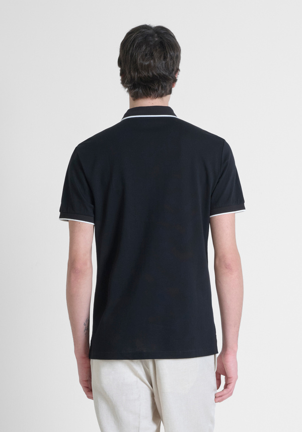 REGULAR FIT 100% COTTON PIQUE POLO SHIRT WITH CONTRASTING DETAILS AND LOGO PATCH - Antony Morato Online Shop
