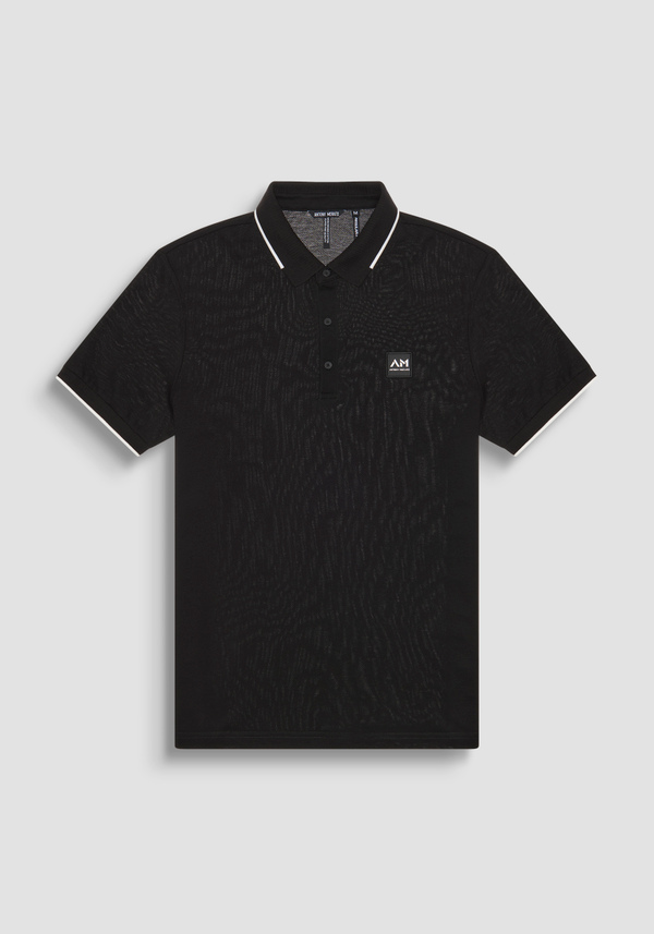 REGULAR FIT 100% COTTON PIQUE POLO SHIRT WITH CONTRASTING DETAILS AND LOGO PATCH - Antony Morato Online Shop