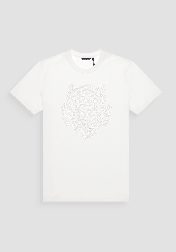 REGULAR FIT 100% COTTON JERSEY T-SHIRT WITH REFLECTIVE TIGER PRINT AND LOGO ON THE BACK - Antony Morato Online Shop