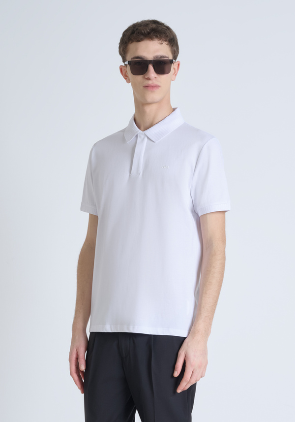 PURE COTTON JERSEY REGULAR FIT POLO SHIRT WITH MONOGRAM PRINT - Antony Morato Online Shop
