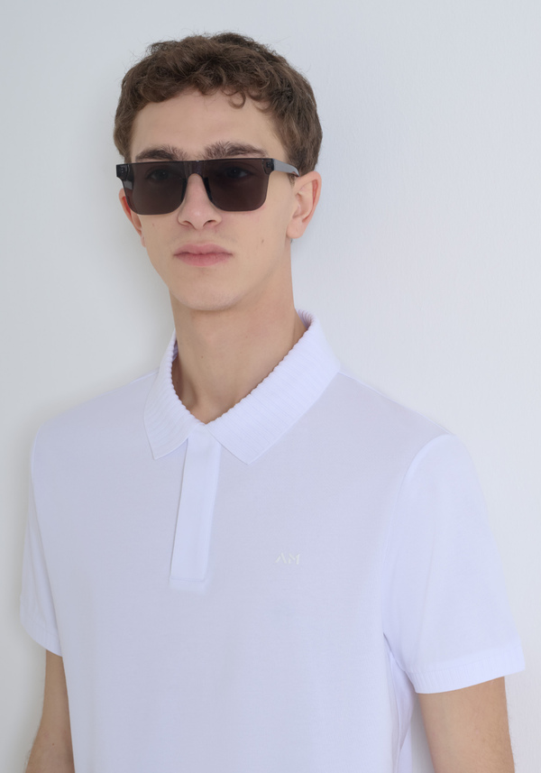 PURE COTTON JERSEY REGULAR FIT POLO SHIRT WITH MONOGRAM PRINT - Antony Morato Online Shop