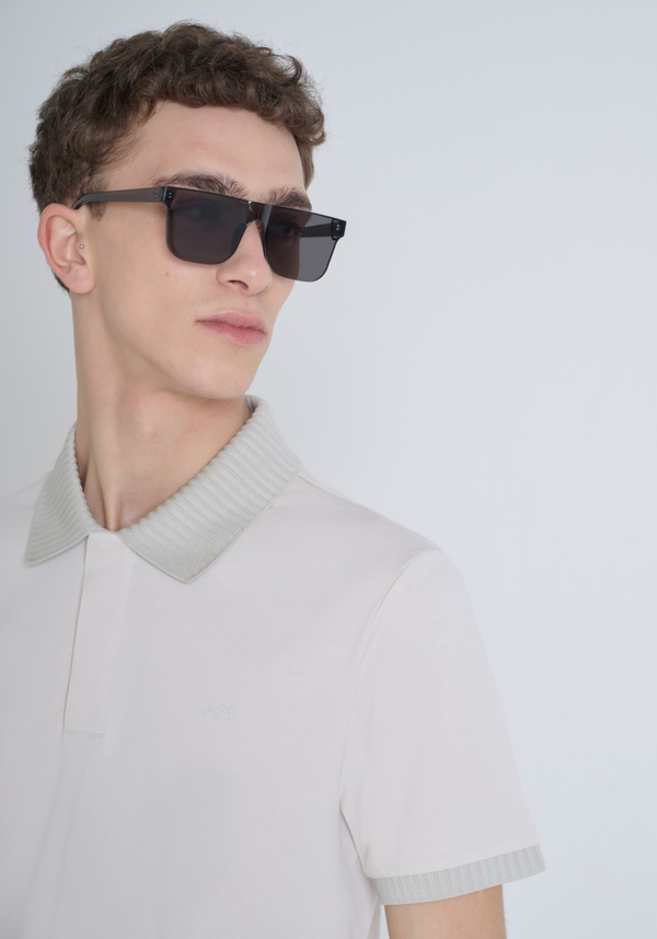 PURE COTTON JERSEY REGULAR FIT POLO SHIRT WITH MONOGRAM PRINT - Antony Morato Online Shop