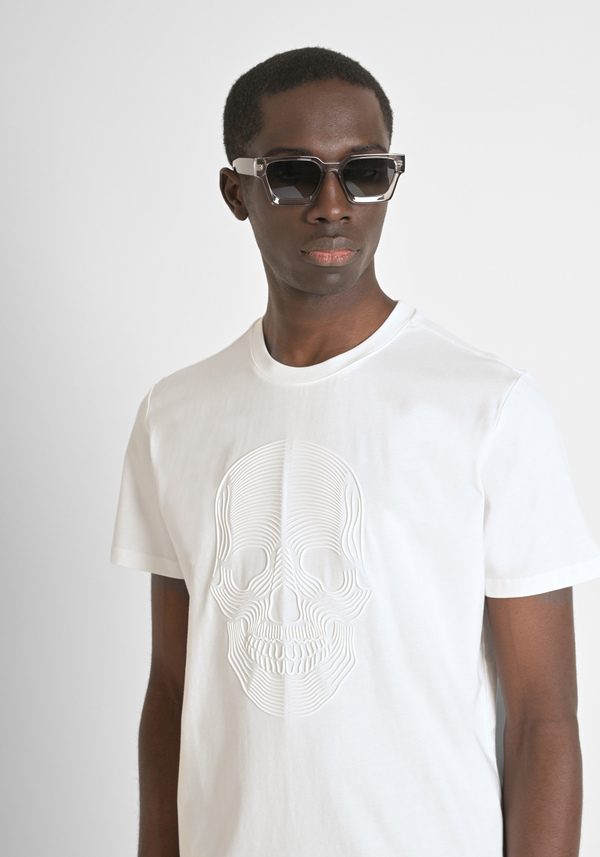 T-SHIRT REGULAR FIT AUS BAUMWOLLJERSEY MIT GUMMIERTEM PRINT - Antony Morato Online Shop