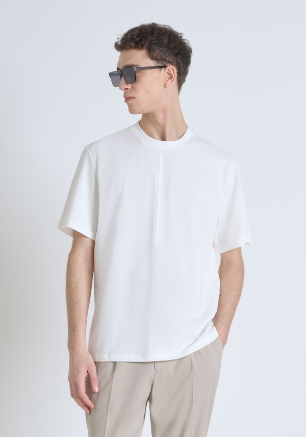 RELAXED FIT T-SHIRT IN PURE COTTON JERSEY WITH MINIMAL PRINT AND LOGO ON THE BACK - Antony Morato Online Shop