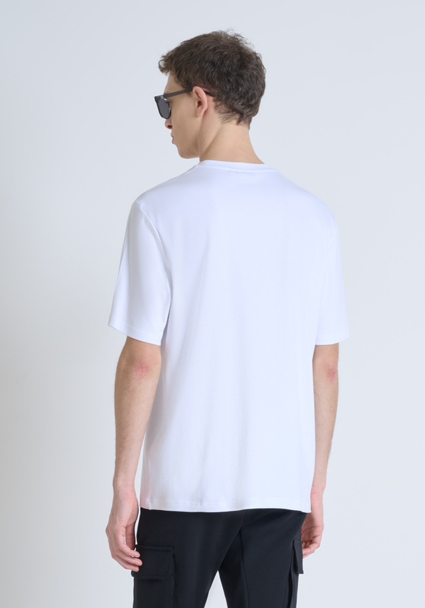 RELAXED FIT 100% COTTON JERSEY T-SHIRT WITH TONE-ON-TONE EMBOSSED LOGO LETTERING - Antony Morato Online Shop