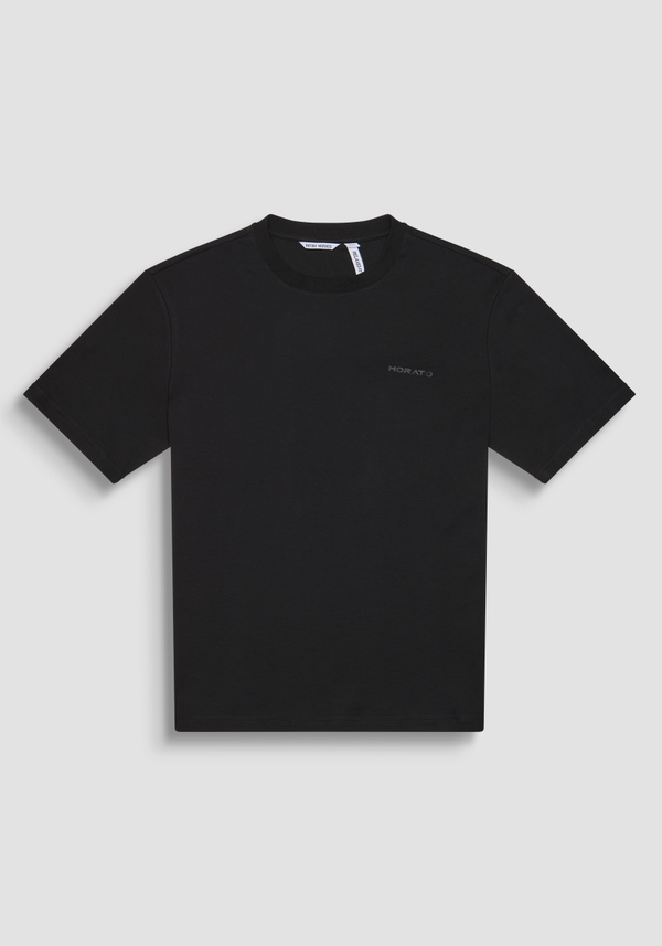 RELAXED FIT 100% COTTON JERSEY T-SHIRT WITH TONE-ON-TONE EMBOSSED LOGO LETTERING - Antony Morato Online Shop