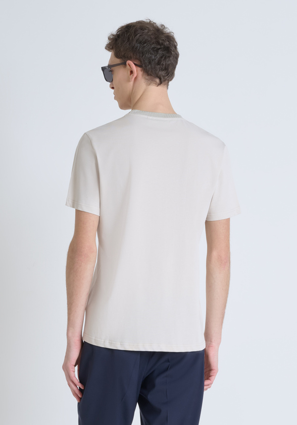 REGULAR FIT 100% COTTON JERSEY T-SHIRT WITH RIBBED COLLAR AND TONE-ON-TONE MONOGRAMMED LOGO - Antony Morato Online Shop