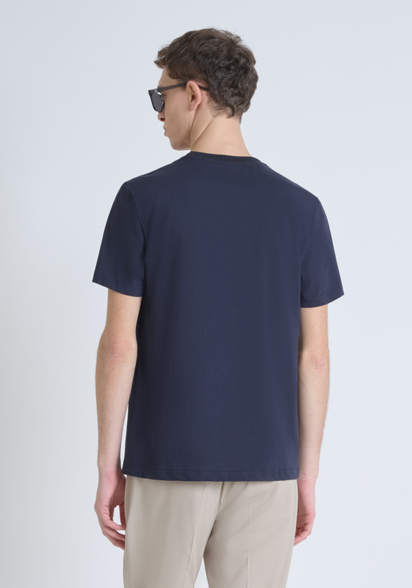 REGULAR FIT 100% COTTON JERSEY T-SHIRT WITH RIBBED COLLAR AND TONE-ON-TONE MONOGRAMMED LOGO - Antony Morato Online Shop
