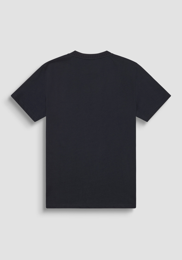 REGULAR FIT 100% COTTON JERSEY T-SHIRT WITH RIBBED COLLAR AND TONE-ON-TONE MONOGRAMMED LOGO - Antony Morato Online Shop