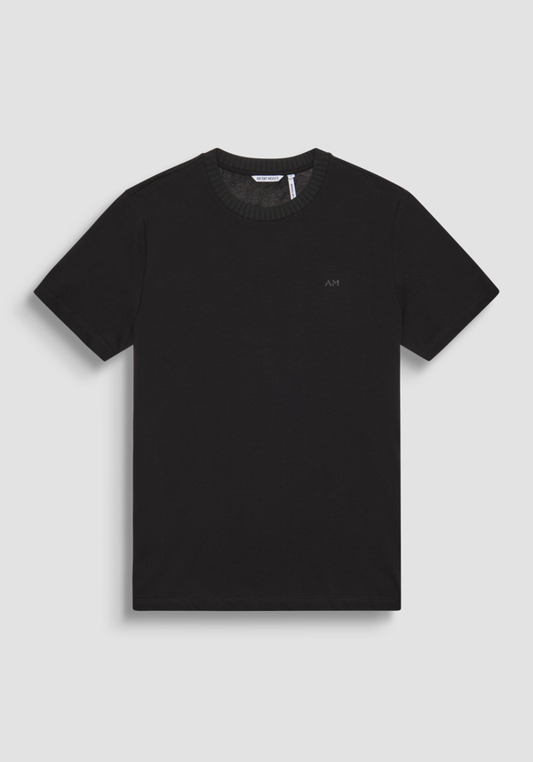CAMISETA RELAXED DE PUNTO DE ALGODÓN 100 % CON LOGOTIPO EN RELIEVE TONO SOBRE TONO - Antony Morato Online Shop