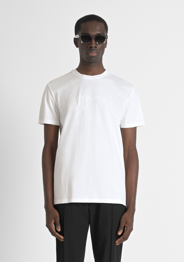 REGULAR FIT 100% COTTON JERSEY T-SHIRT WITH TONE-ON-TONE EMBOSSED LOGO - Antony Morato Online Shop