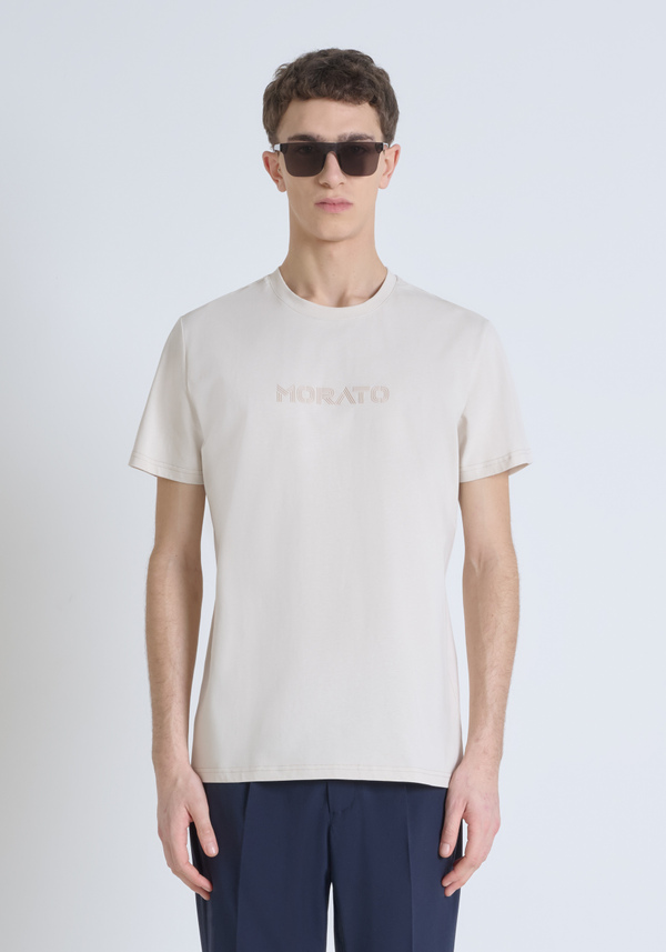 REGULAR FIT 100% COTTON JERSEY T-SHIRT WITH TONE-ON-TONE EMBOSSED LOGO - Antony Morato Online Shop