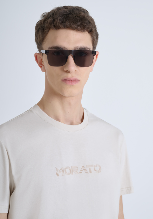 REGULAR FIT 100% COTTON JERSEY T-SHIRT WITH TONE-ON-TONE EMBOSSED LOGO - Antony Morato Online Shop