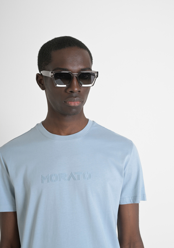 REGULAR FIT 100% COTTON JERSEY T-SHIRT WITH TONE-ON-TONE EMBOSSED LOGO - Antony Morato Online Shop