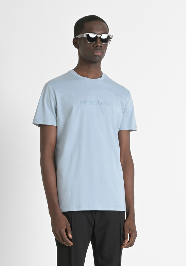 REGULAR FIT 100% COTTON JERSEY T-SHIRT WITH TONE-ON-TONE EMBOSSED LOGO - Antony Morato Online Shop