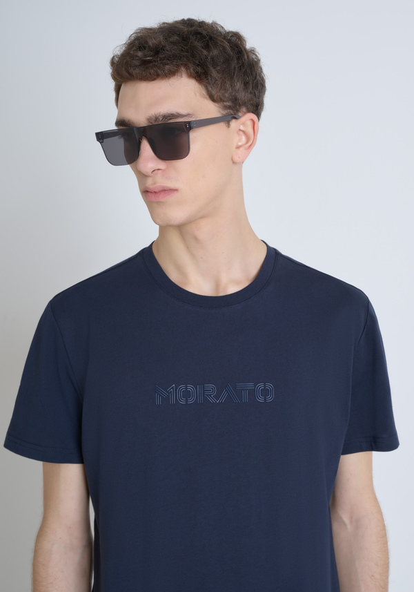 REGULAR FIT 100% COTTON JERSEY T-SHIRT WITH TONE-ON-TONE EMBOSSED LOGO - Antony Morato Online Shop