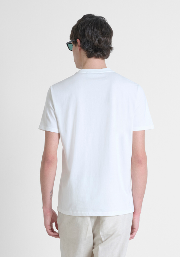 CAMISETA REGULAR FIT DE PUNTO DE ALGODÓN PURO DE COLOR LISO CON LOGOTIPO EN RELIEVE TONO SOBRE TONO - Antony Morato Online Shop