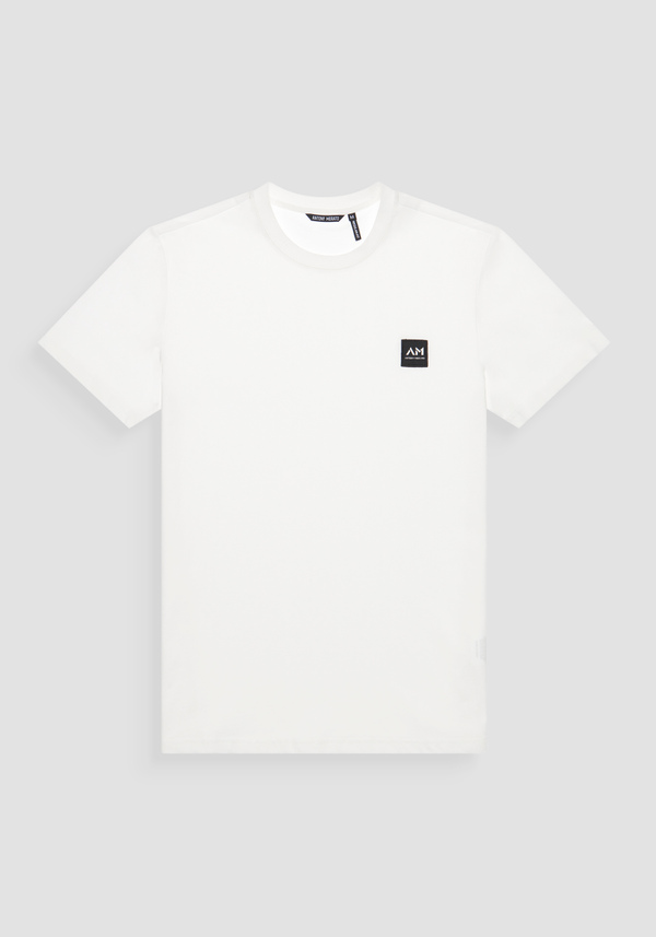 CAMISETA REGULAR FIT DE PUNTO DE ALGODÓN PURO DE COLOR LISO CON LOGOTIPO EN RELIEVE TONO SOBRE TONO - Antony Morato Online Shop