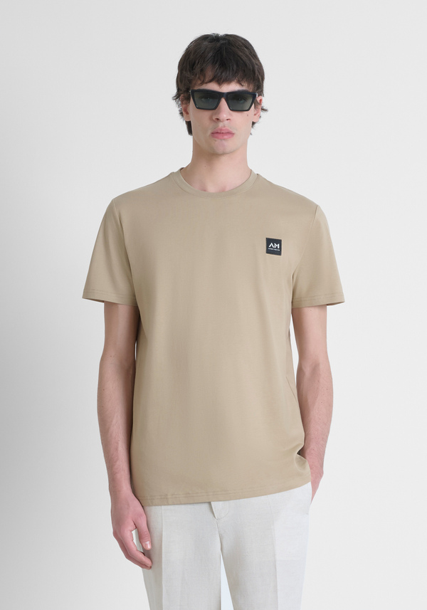 REGULAR FIT 100% COTTON JERSEY T-SHIRT WITH CONTRASTING LOGO PATCH - Antony Morato Online Shop