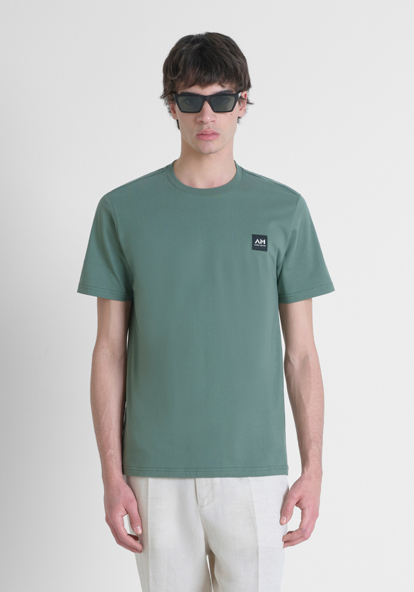 REGULAR FIT 100% COTTON JERSEY T-SHIRT WITH CONTRASTING LOGO PATCH - Antony Morato Online Shop