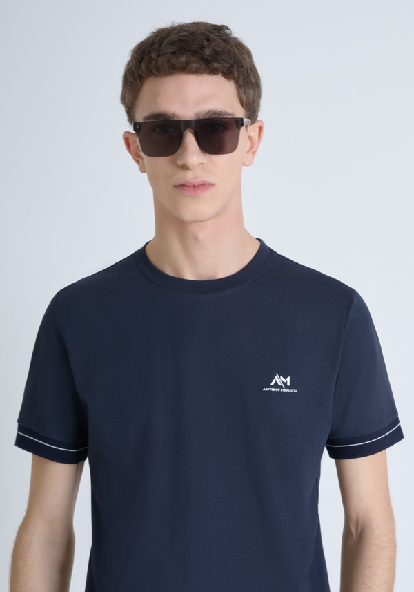 POLO SLIM FIT DE PIQUÉ DE ALGODÓN PURO CON LOGOTIPO Y DETALLES EN CONTRASTE EN EL PECHO - Antony Morato Online Shop