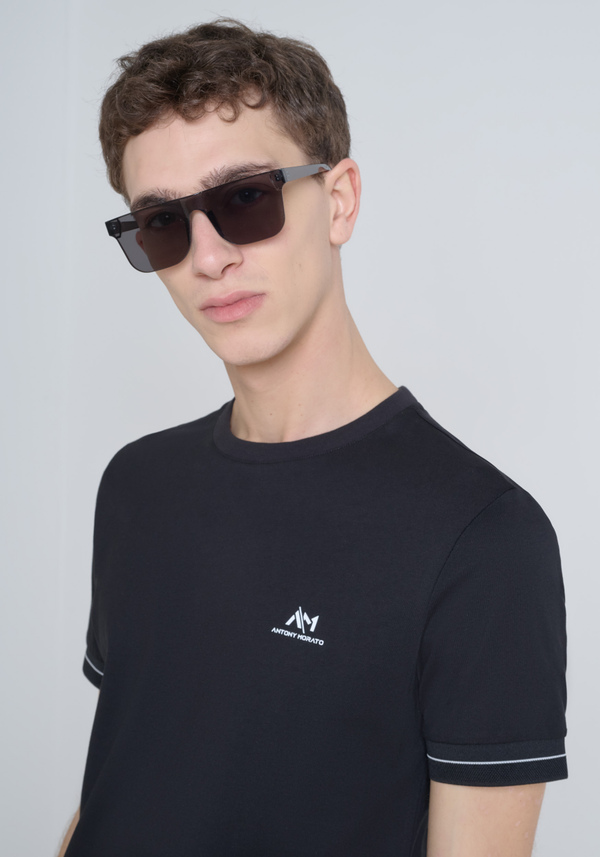 POLO SLIM FIT DE PIQUÉ DE ALGODÓN PURO CON LOGOTIPO Y DETALLES EN CONTRASTE EN EL PECHO - Antony Morato Online Shop