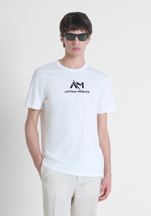 COTTON REGULAR FIT T-SHIRT WITH LOGO PRINT - Antony Morato Online Shop