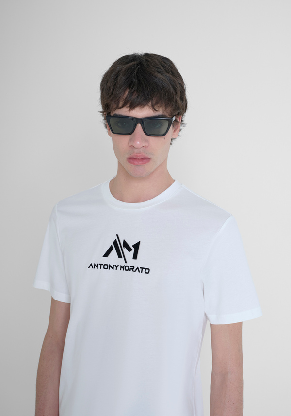 COTTON REGULAR FIT T-SHIRT WITH LOGO PRINT - Antony Morato Online Shop