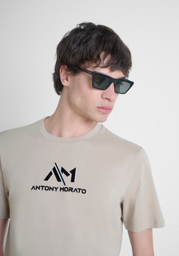 COTTON REGULAR FIT T-SHIRT WITH LOGO PRINT - Antony Morato Online Shop