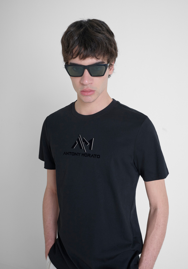 COTTON REGULAR FIT T-SHIRT WITH LOGO PRINT - Antony Morato Online Shop