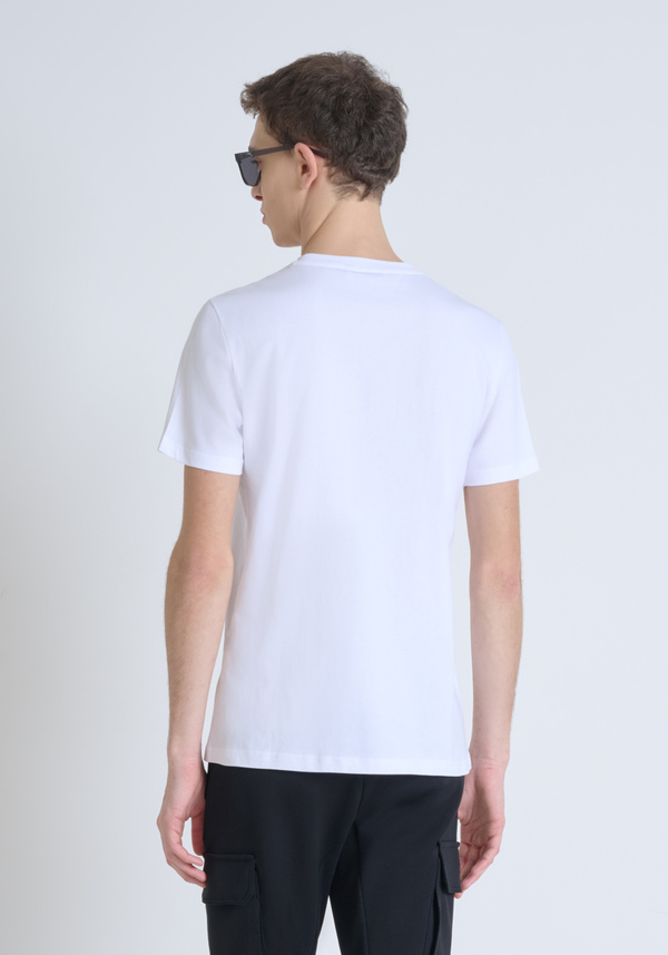 PURE COTTON JERSEY SLIM FIT T-SHIRT WITH TONE ON TONE EMBOSSED LOGO - Antony Morato Online Shop
