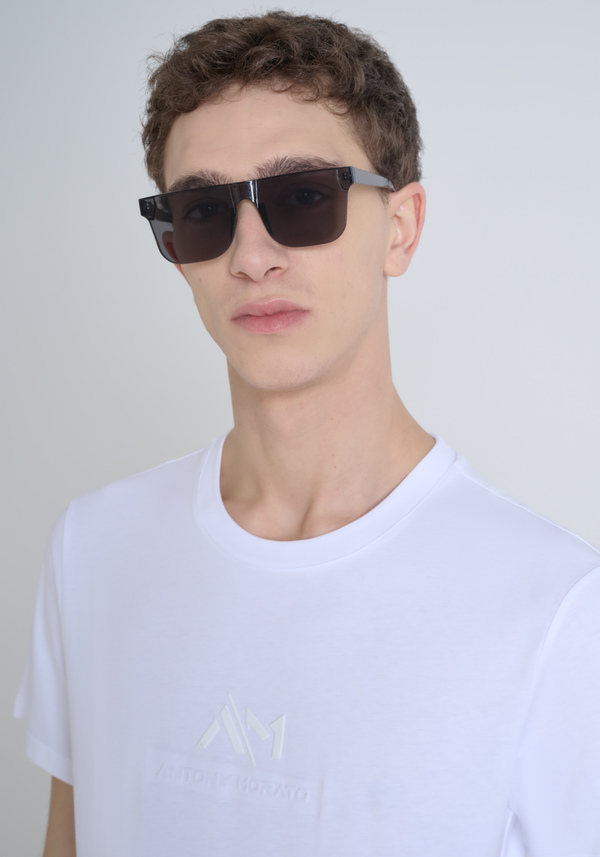 PURE COTTON JERSEY SLIM FIT T-SHIRT WITH TONE ON TONE EMBOSSED LOGO - Antony Morato Online Shop