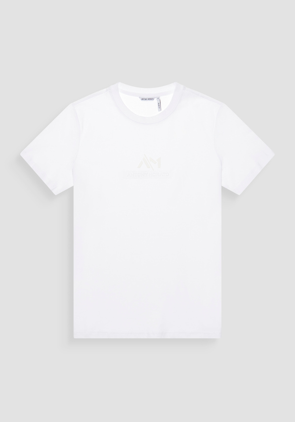 PURE COTTON JERSEY SLIM FIT T-SHIRT WITH TONE ON TONE EMBOSSED LOGO - Antony Morato Online Shop