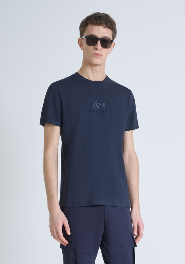 PURE COTTON JERSEY SLIM FIT T-SHIRT WITH TONE ON TONE EMBOSSED LOGO - Antony Morato Online Shop